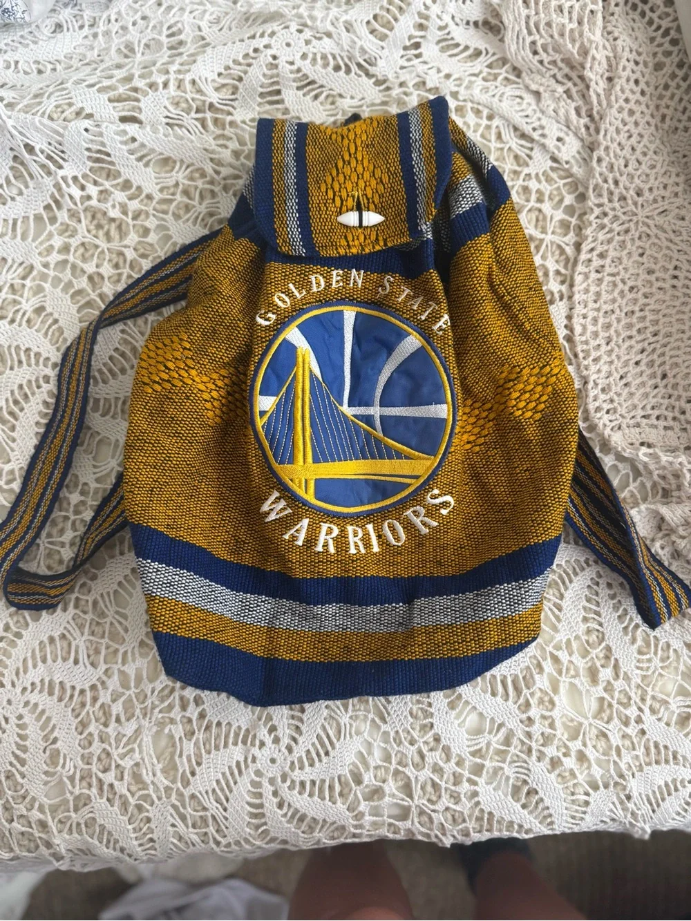 GOLDEN STATE WARRIORS NBA TEAM BLUE Woven Backpack NEW Hippie bag